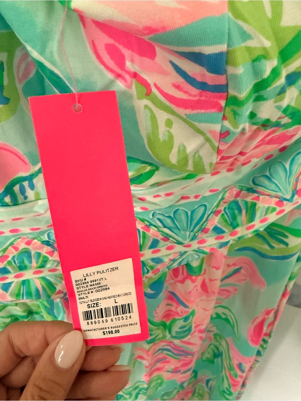 Lilly Pulitzer Pastel Pink & Mint Floral One-Shoulder Maxi Dress - Picture 4 of 5